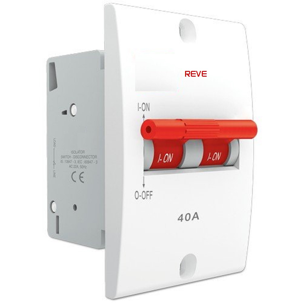 Reve 40A DP Switch Disconnector Mini MCB - 2 Pole MCB Circuit Breaker